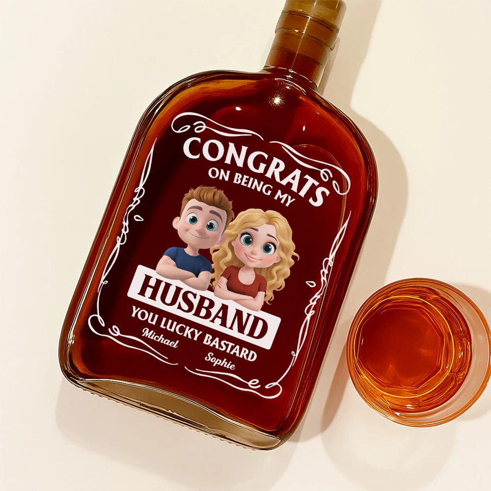 Congratulation Husband - Personalized Custom Spirits Decanter - Image 2