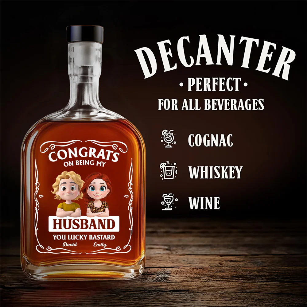 Congratulation Husband - Personalized Custom Spirits Decanter - Image 4