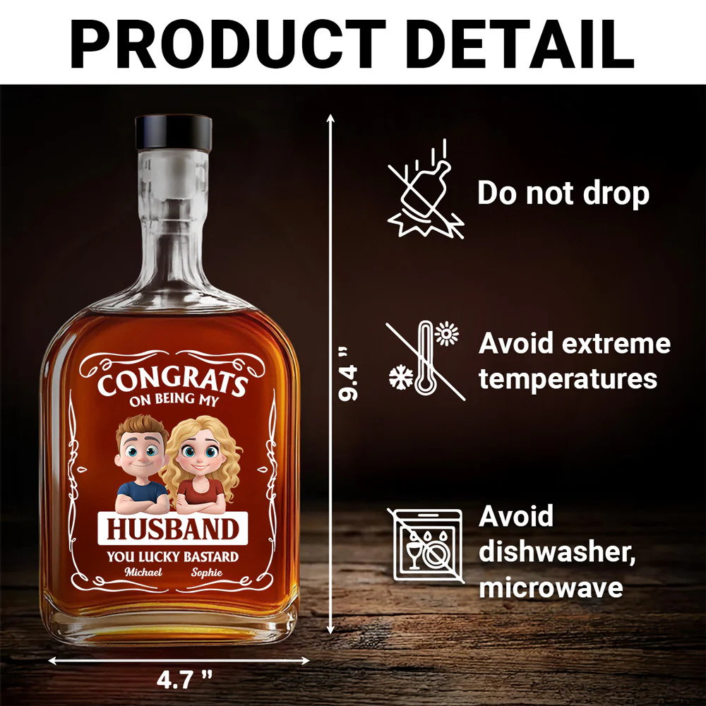Congratulation Husband - Personalized Custom Spirits Decanter - Image 5