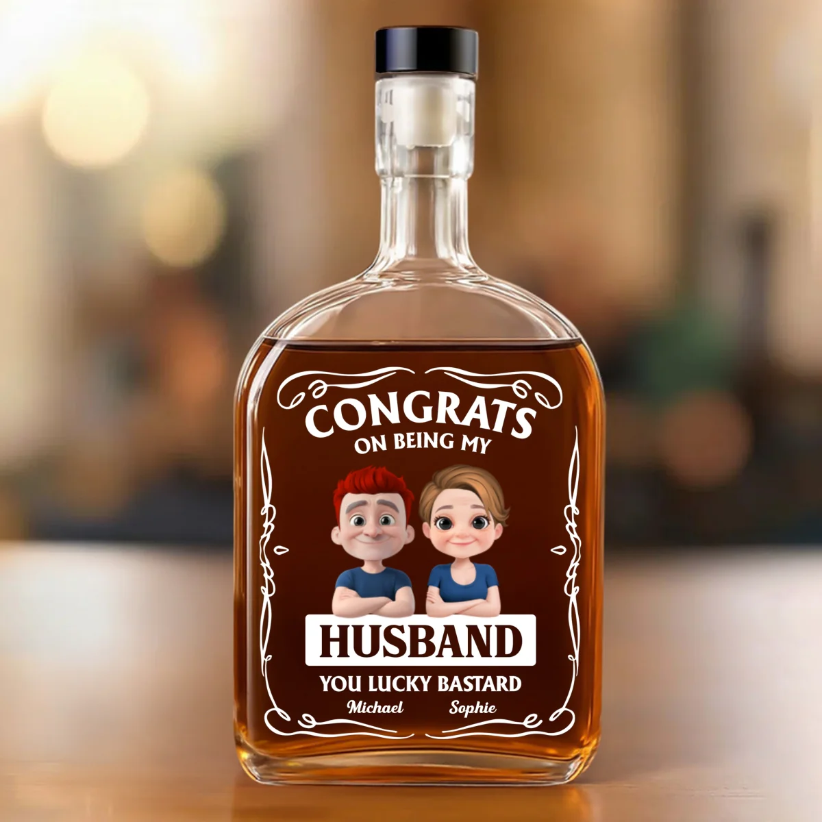 Congratulation Husband - Personalized Custom Spirits Decanter - Image 7