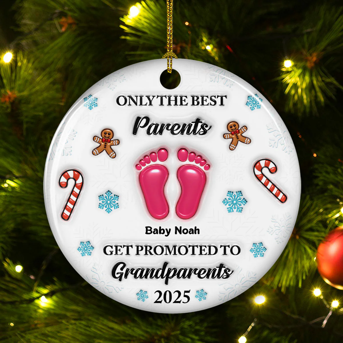 Congratulations On Your New Grandkid - Personalized Custom 3D Inflated Effect Ceramic Ornament - Image 4