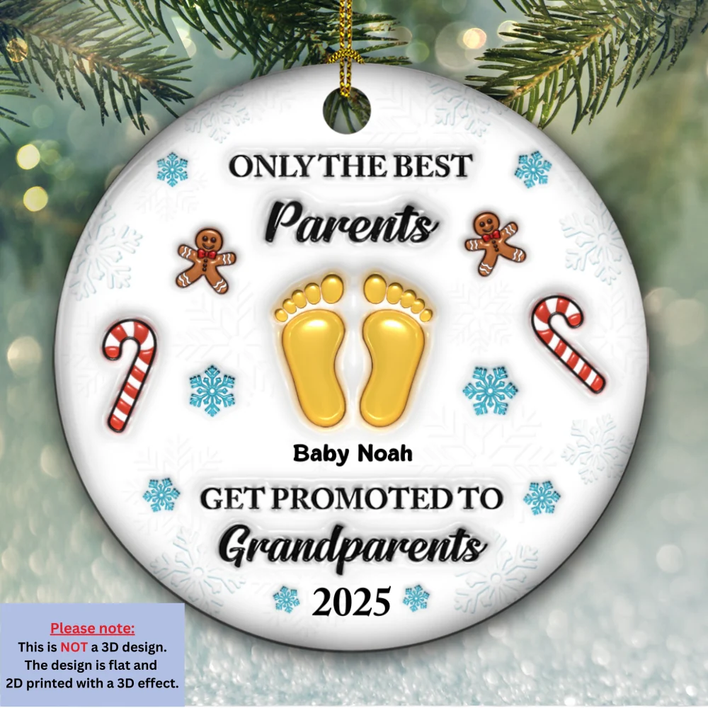 Congratulations On Your New Grandkid - Personalized Custom 3D Inflated Effect Ceramic Ornament - Image 5