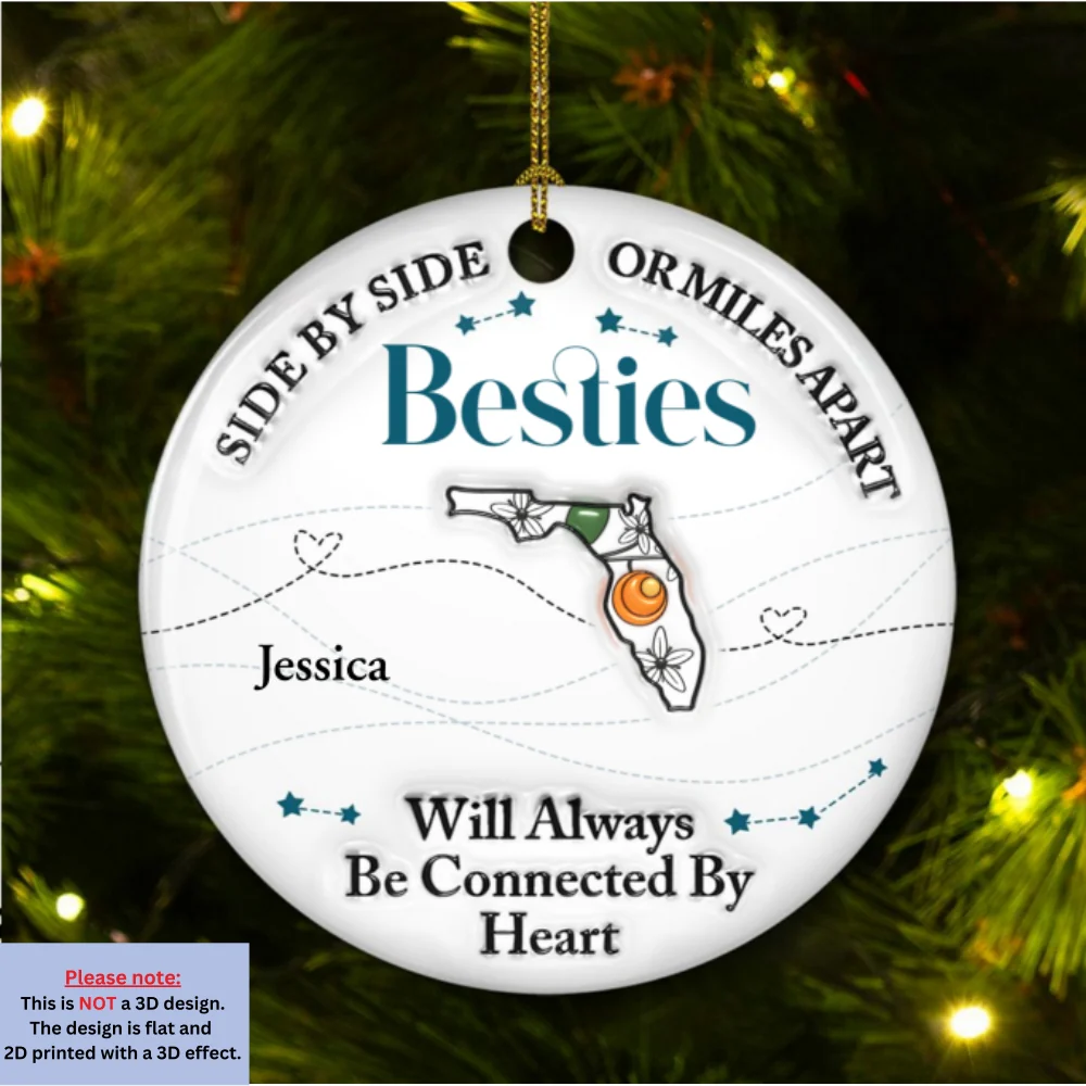 Connected By Heart - Personalized Custom 3D Inflated Effect Ceramic Ornament - Image 8