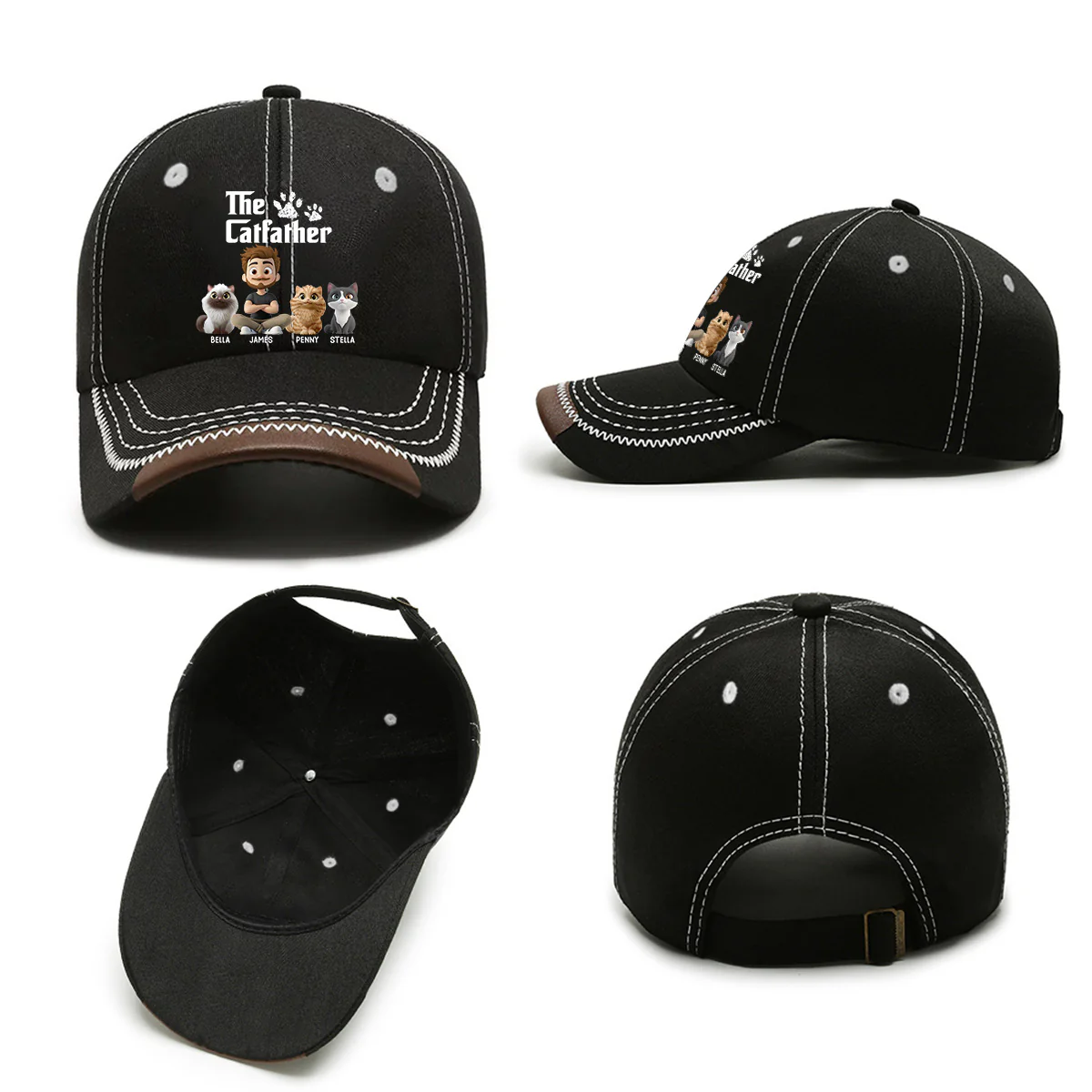 Cool Cat Father - Personalized Custom Vintage Soft Baseball Cap - Image 6