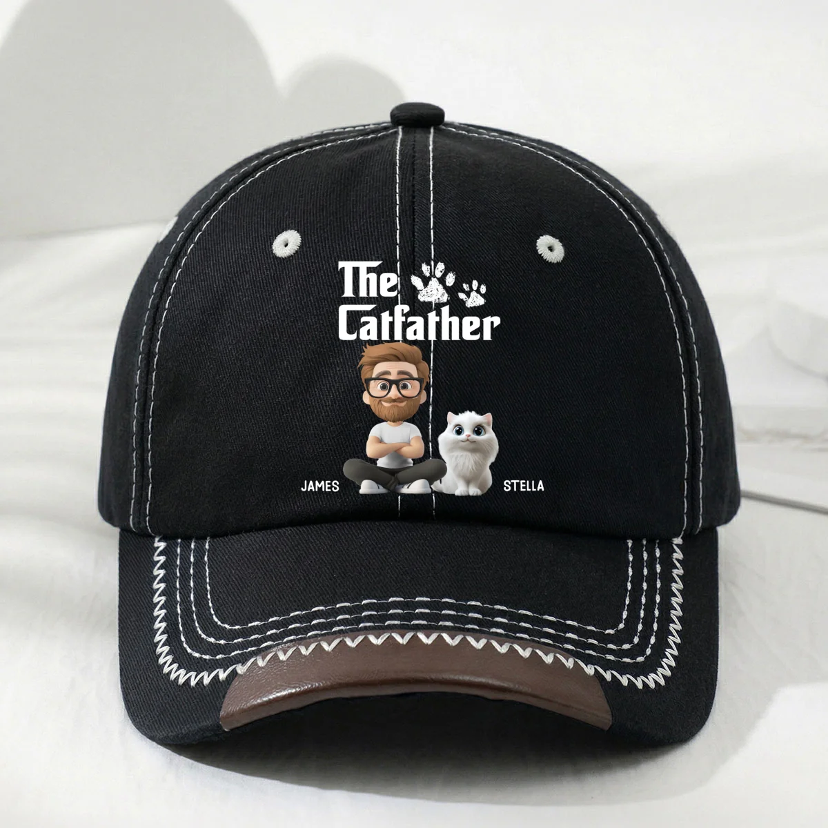 Cool Cat Father - Personalized Custom Vintage Soft Baseball Cap - Image 8
