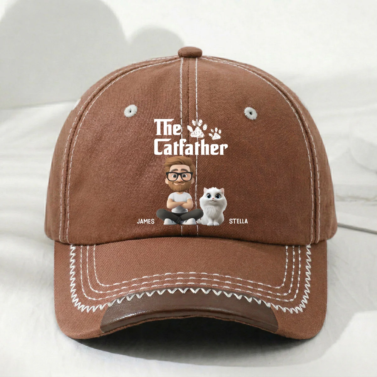 Cool Cat Father - Personalized Custom Vintage Soft Baseball Cap - Image 9