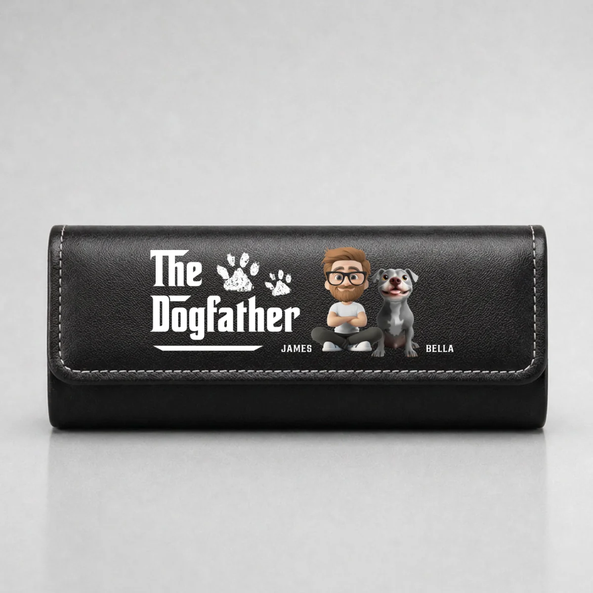 Cool Dog Father - Personalized Custom Leather Eyeglass Case - Image 7