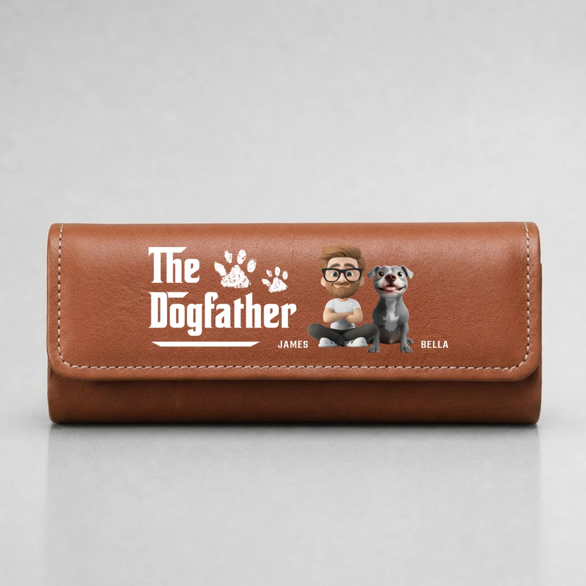 Cool Dog Father - Personalized Custom Leather Eyeglass Case - Image 9