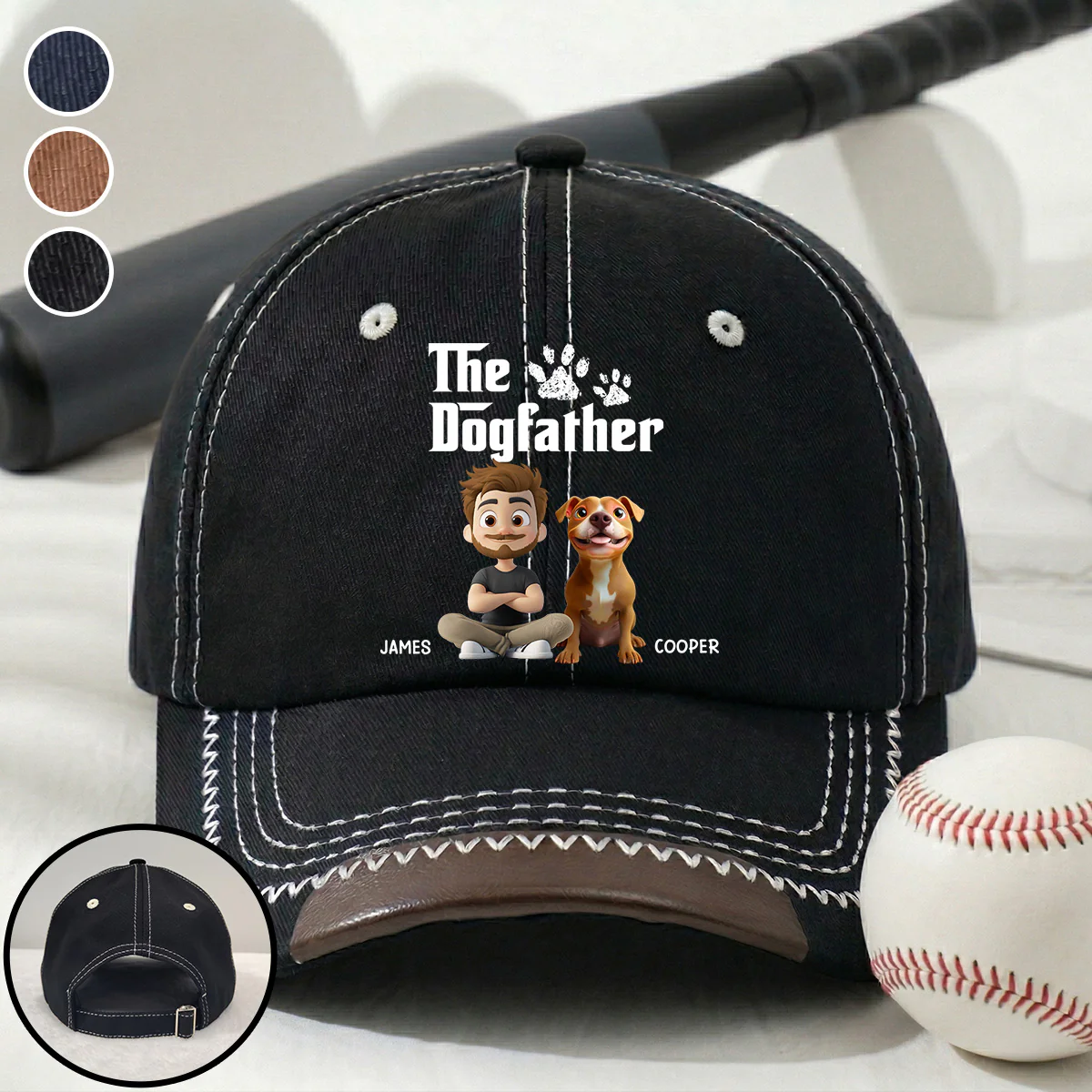 Cool Dog Father - Personalized Custom Vintage Soft Baseball Cap