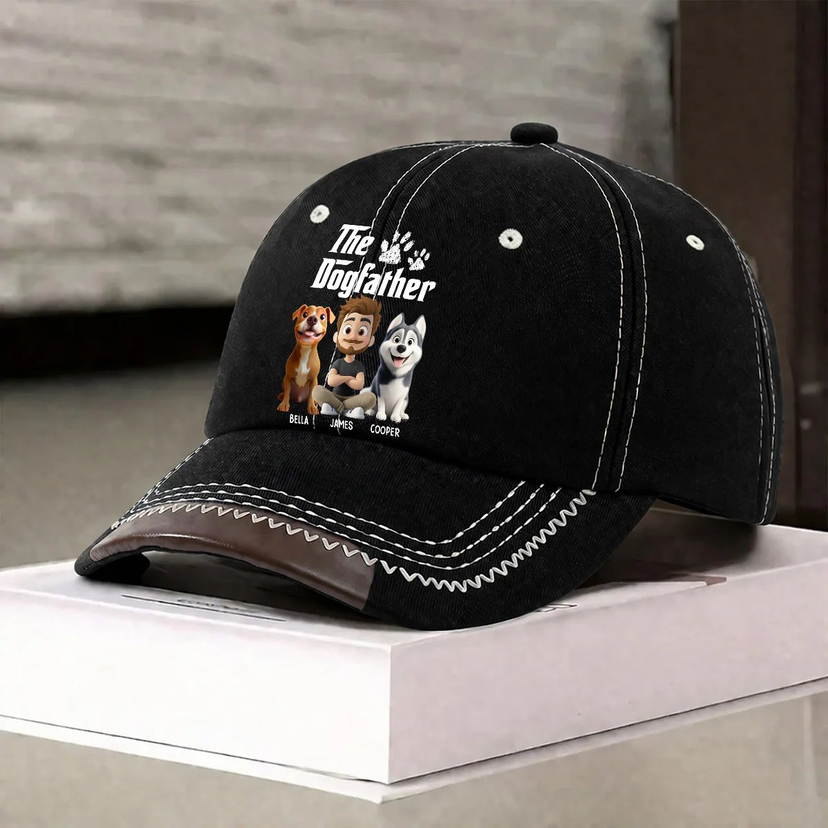 Cool Dog Father - Personalized Custom Vintage Soft Baseball Cap - Image 3