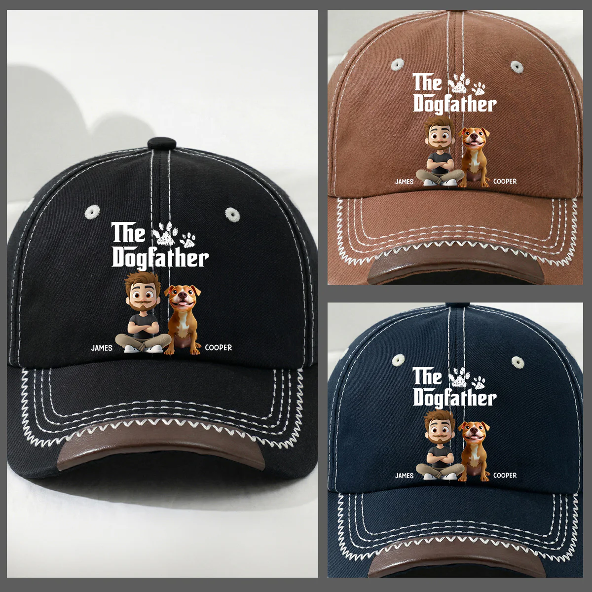 Cool Dog Father - Personalized Custom Vintage Soft Baseball Cap - Image 5