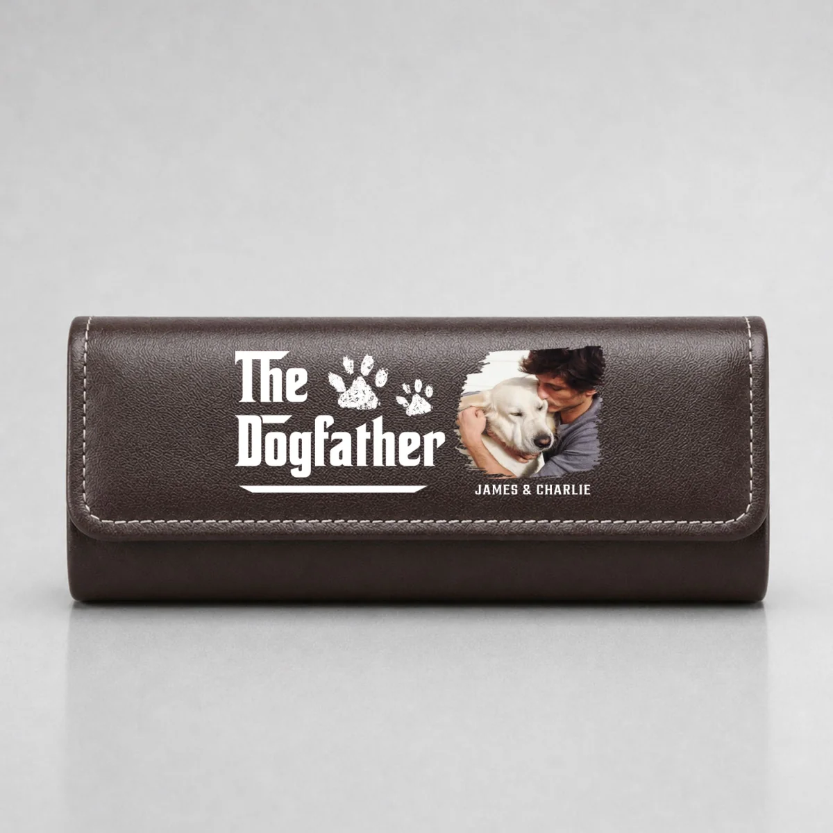 Cool Dog Father Photo - Personalized Custom Leather Eyeglass Case - Image 6