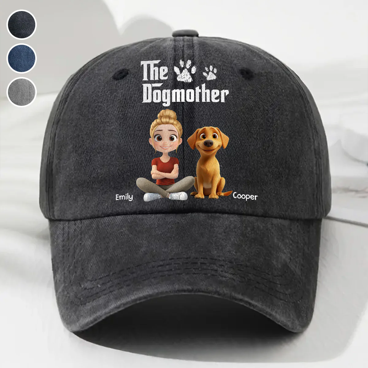 Cool Dog Mother - Personalized Custom Vintage Washed Denim Cap