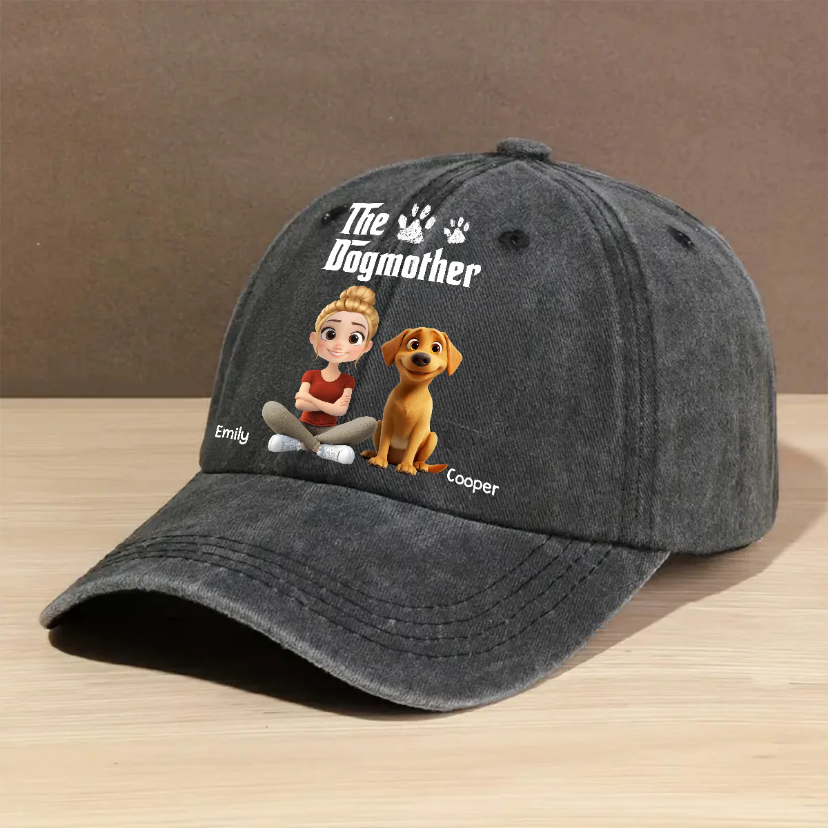 Cool Dog Mother - Personalized Custom Vintage Washed Denim Cap - Image 2