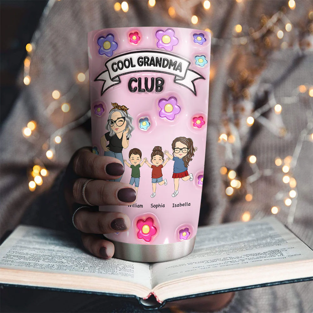 Cool Grandma Club - Personalized Custom 3D Inflated Effect Tumbler - Image 2