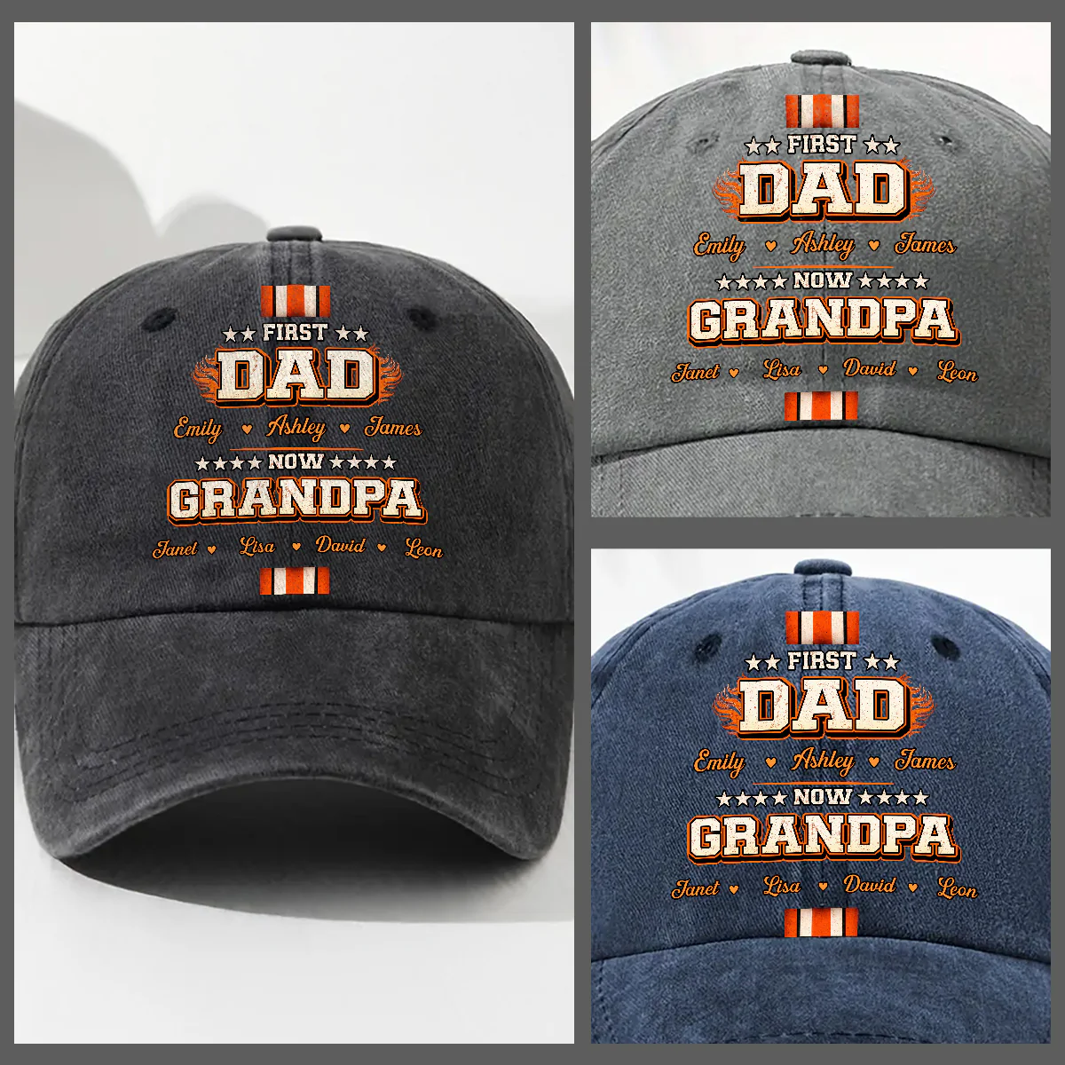 Cool Papa - Personalized Custom Vintage Washed Denim Cap - Image 4