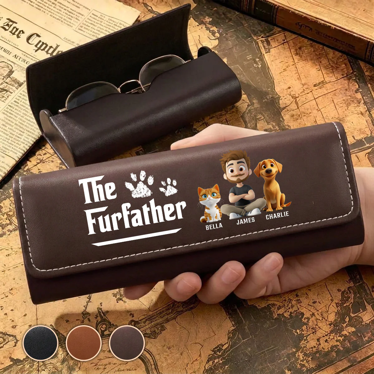 Cool Pet Father - Personalized Custom Leather Eyeglass Case
