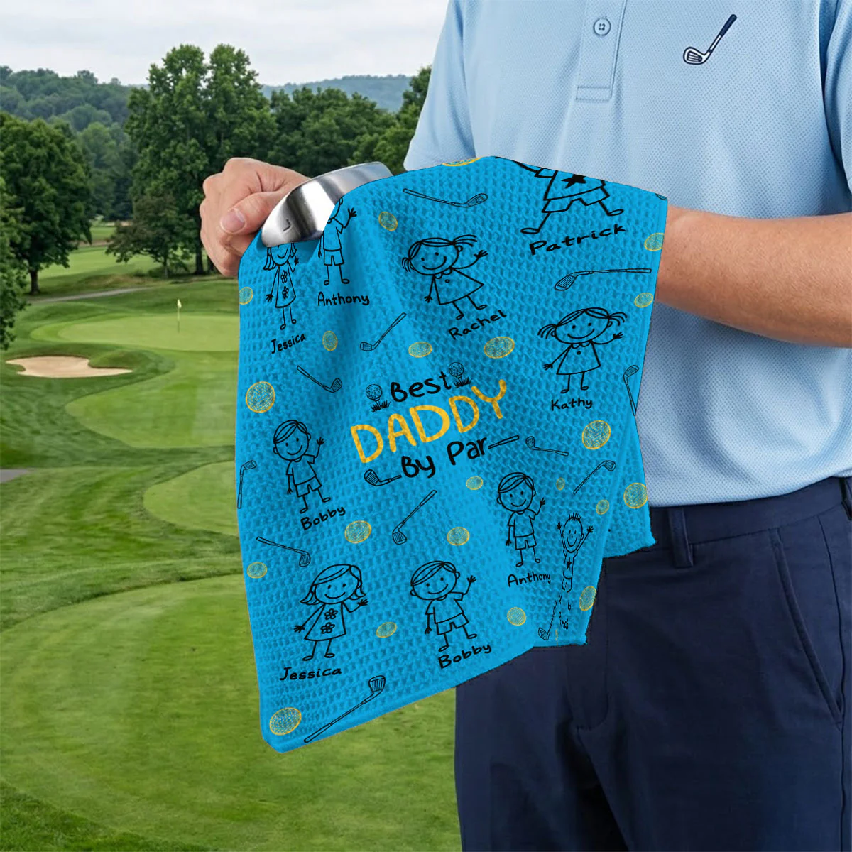 Cooler Than All Other Grandpa - Personalized Custom Golf Towel - Image 5