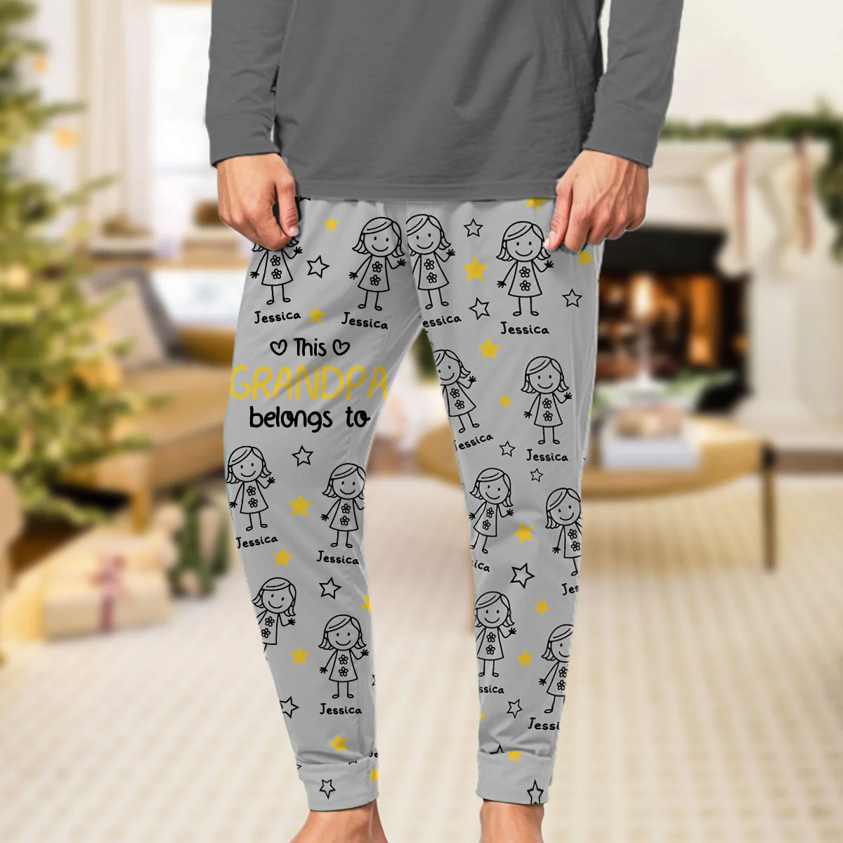 Cooler Than All Other Grandpa - Personalized Custom Pajama Pants - Image 2