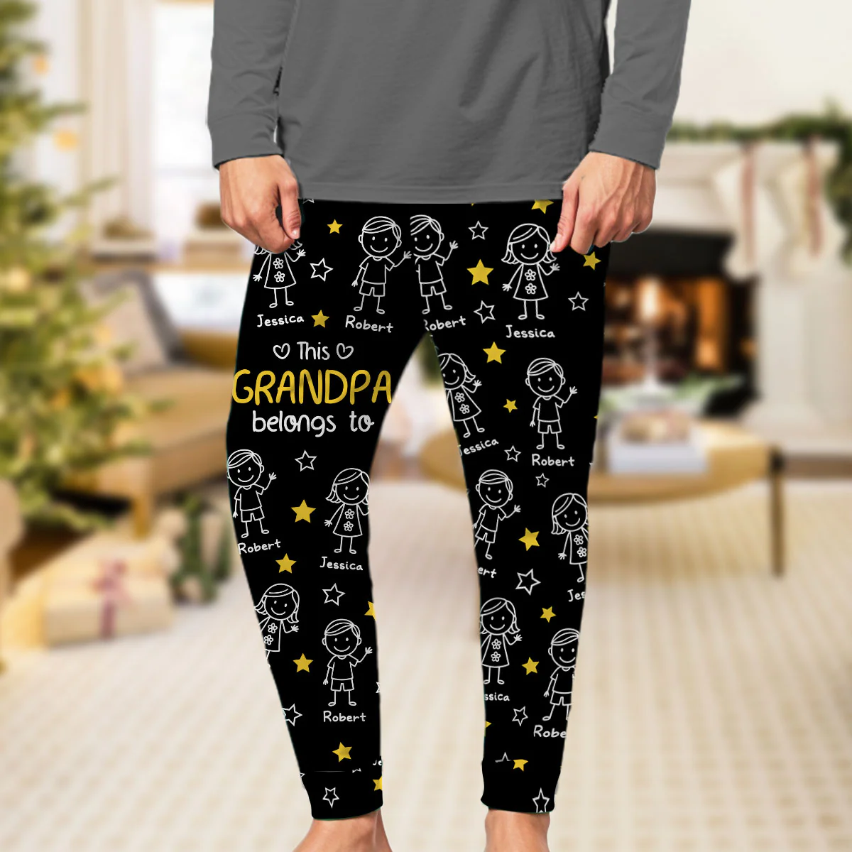 Cooler Than All Other Grandpa - Personalized Custom Pajama Pants - Image 3