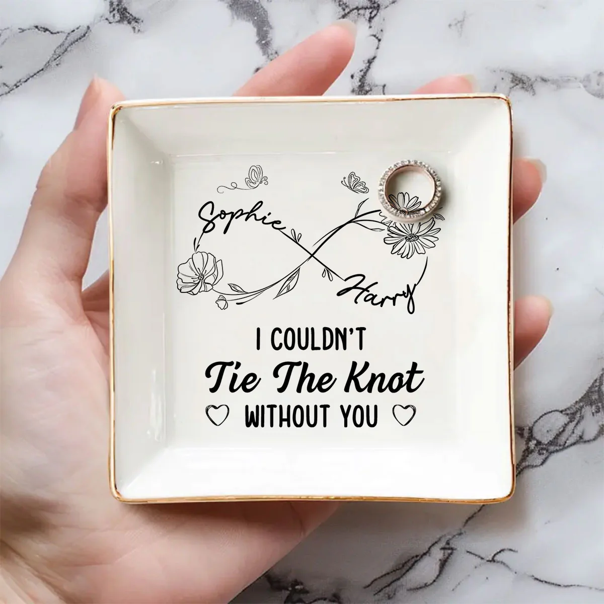 Could Not Tie The Knot Without You - Personalized Custom Jewelry Dish - Image 4