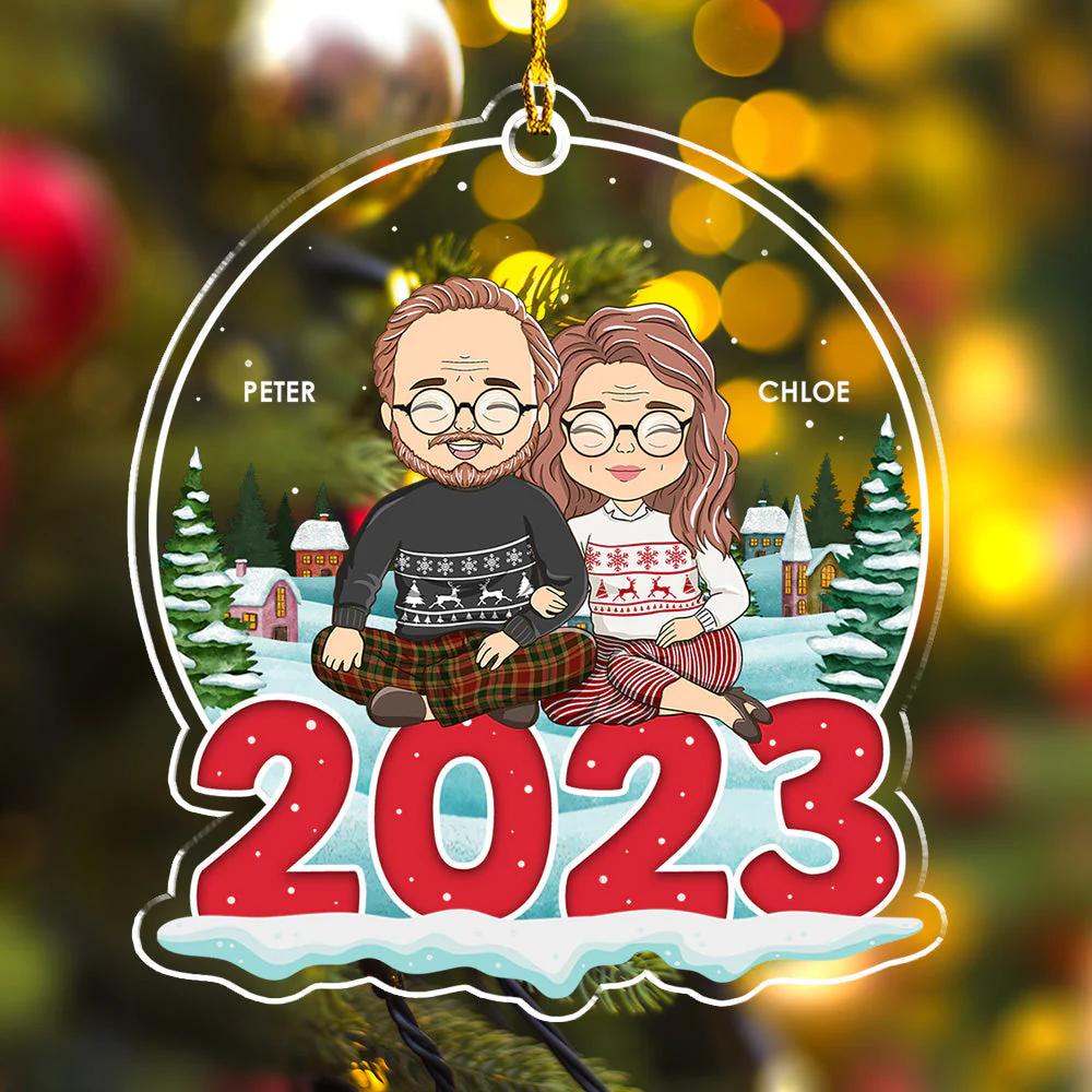 Couple 2023 - Personalized Custom Acrylic Ornament - Image 2