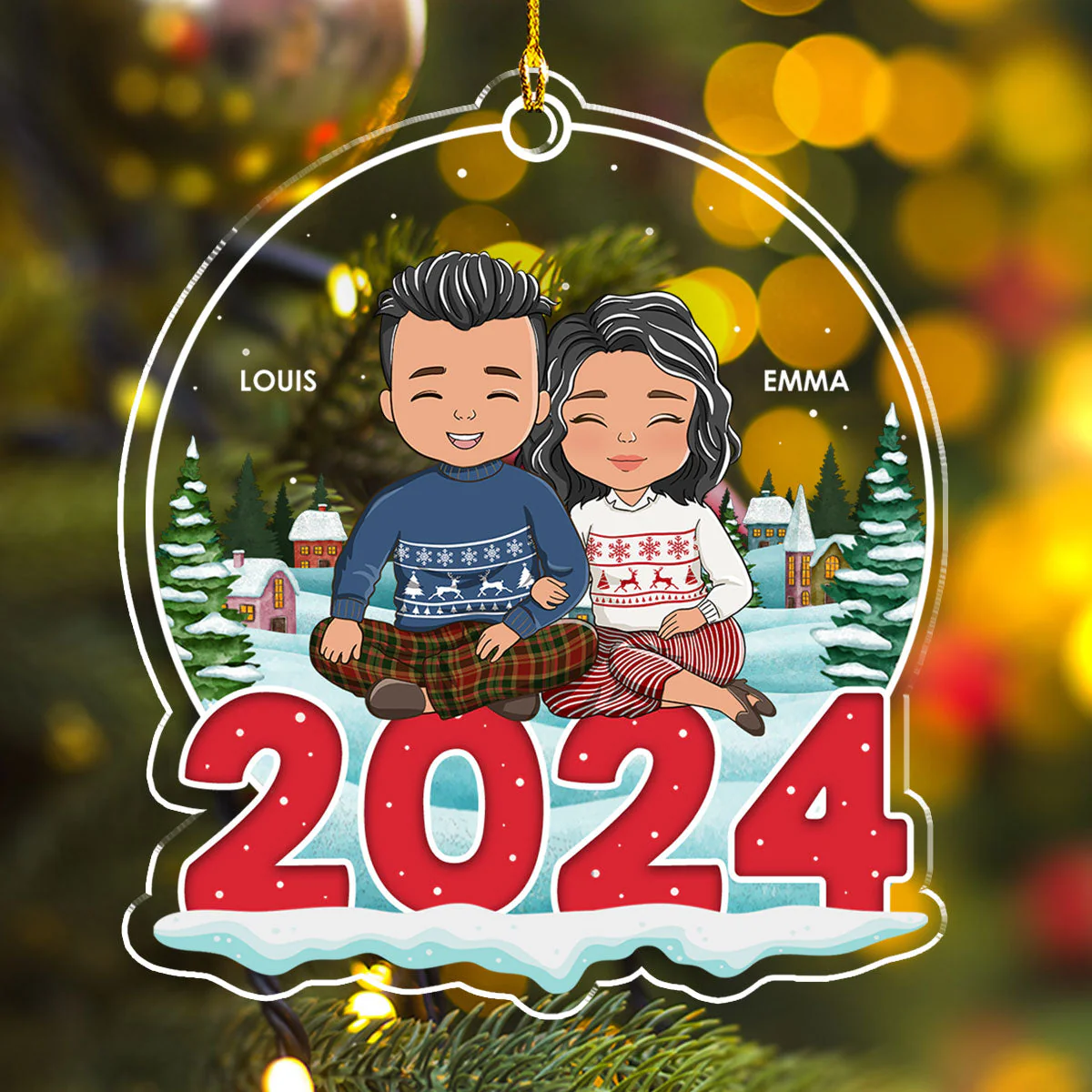 Couple 2024 - Personalized Custom Acrylic Ornament - Image 2