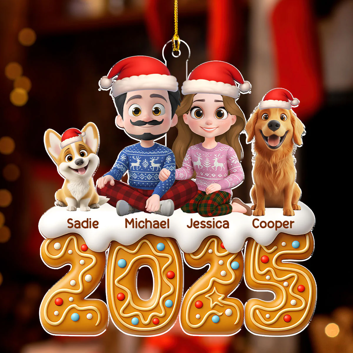 Couple And Dog Of The Year - Personalized Custom Acrylic Ornament - Image 2