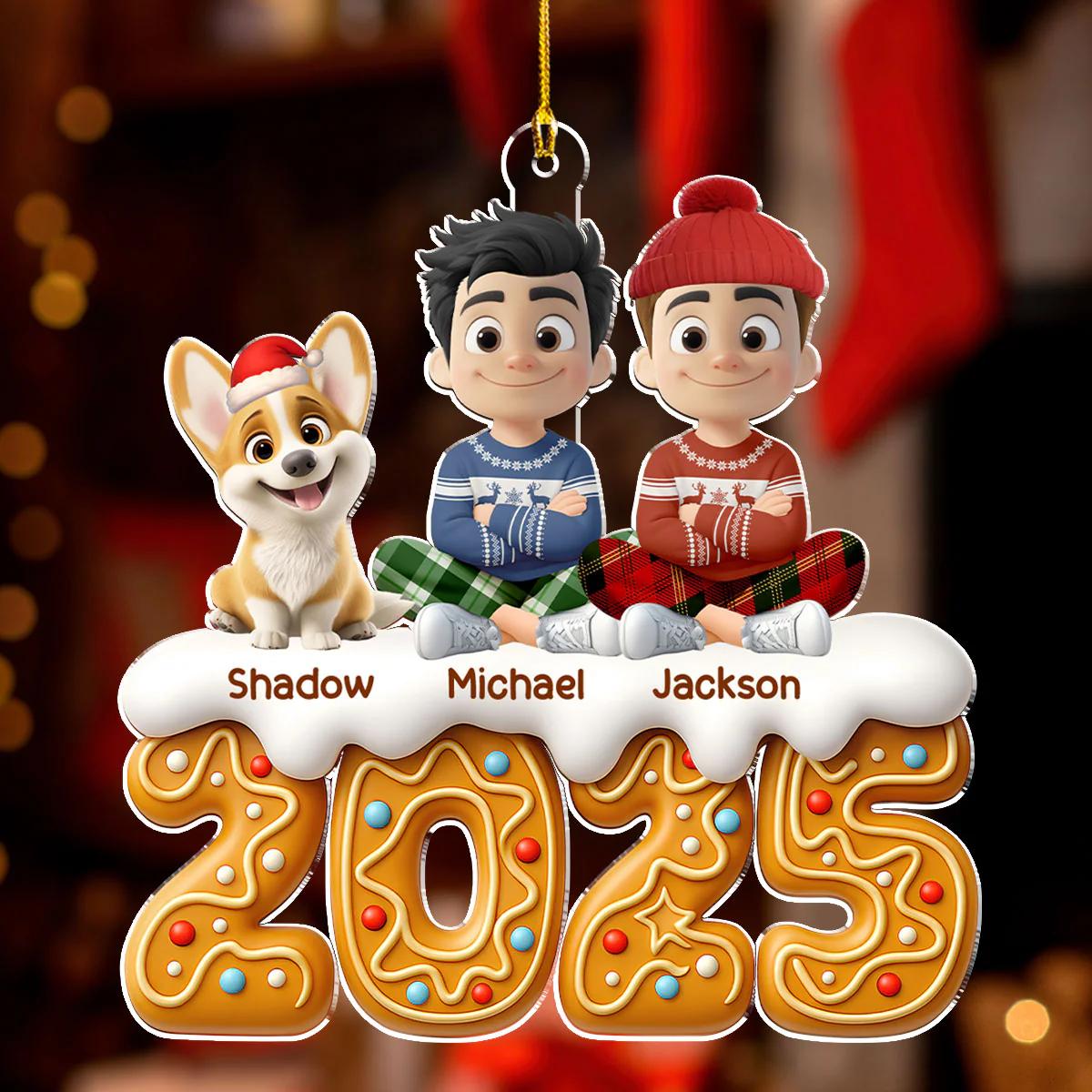 Couple And Dog Of The Year Version 2 - Personalized Custom Acrylic Ornament - Image 2