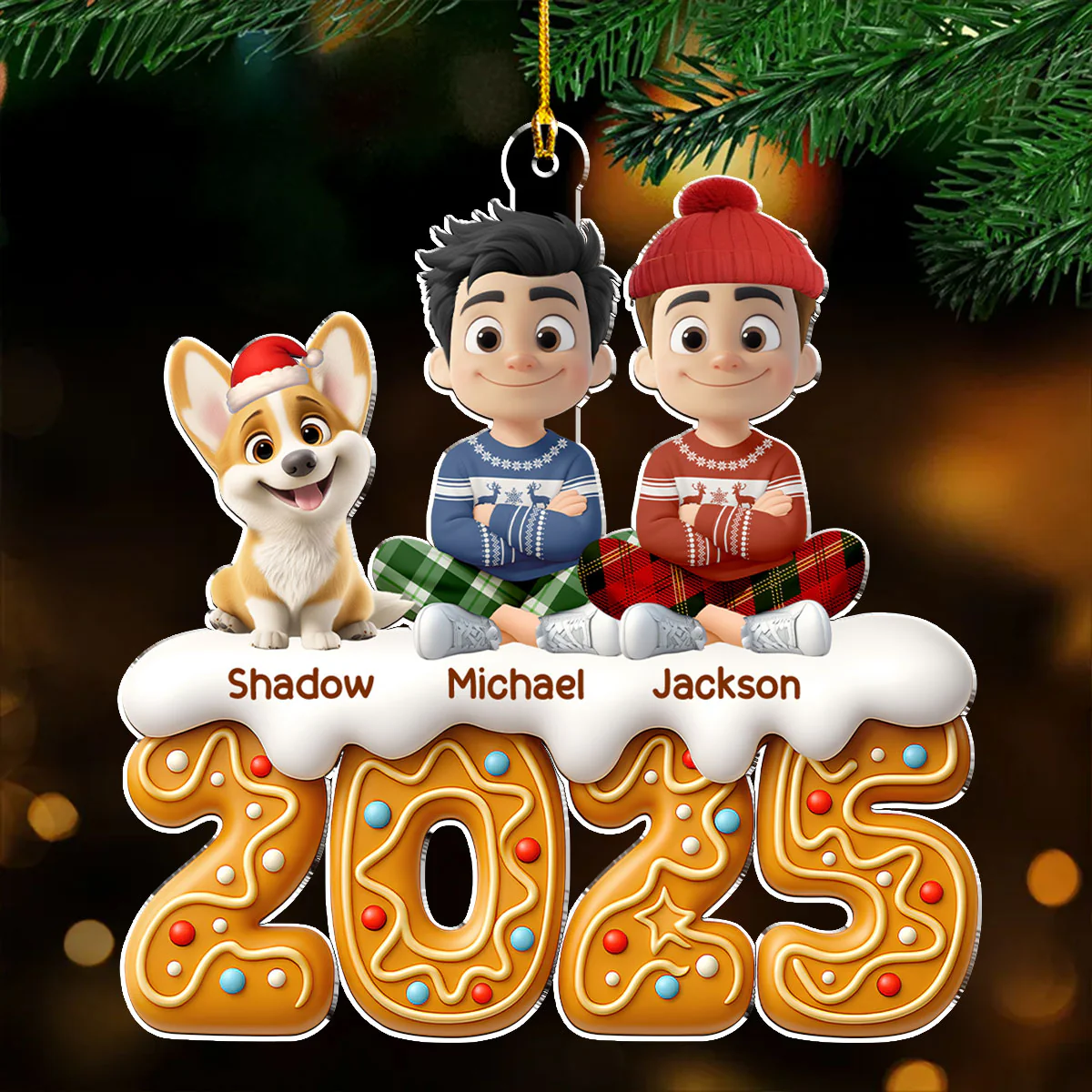 Couple And Dog Of The Year Version 2 - Personalized Custom Acrylic Ornament - Image 3