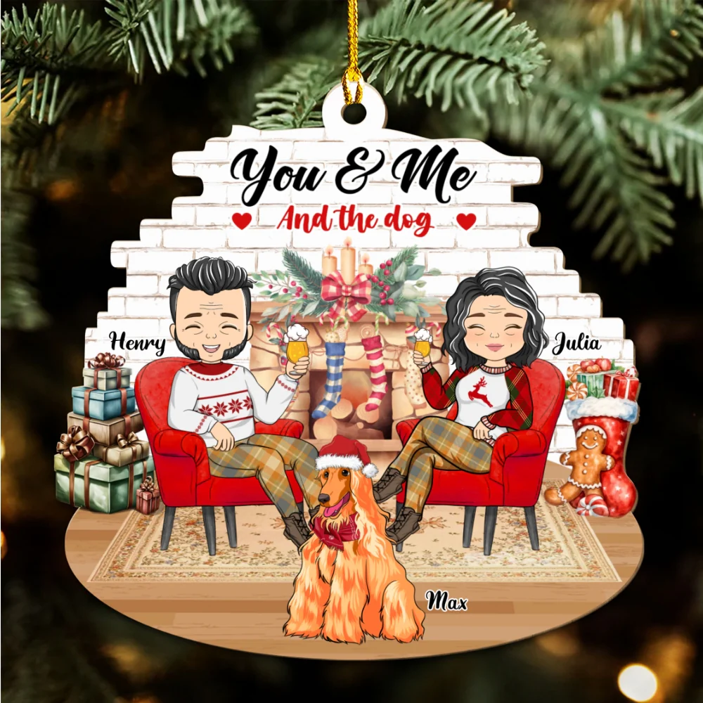 Couple And Dogs - Personalized Custom Wood Ornament - Image 5