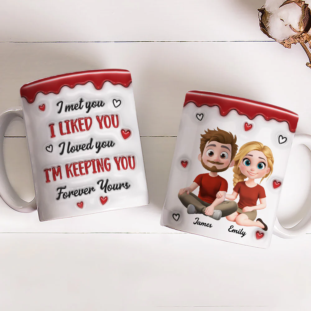 Couple Cartoon Forever Love - Personalized Custom 3D Inflated Effect Mug - Image 2