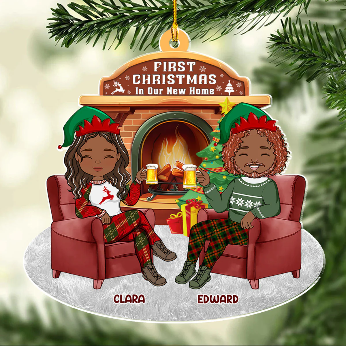 Couple Christmas Together - Personalized Custom Acrylic Ornament - Image 2
