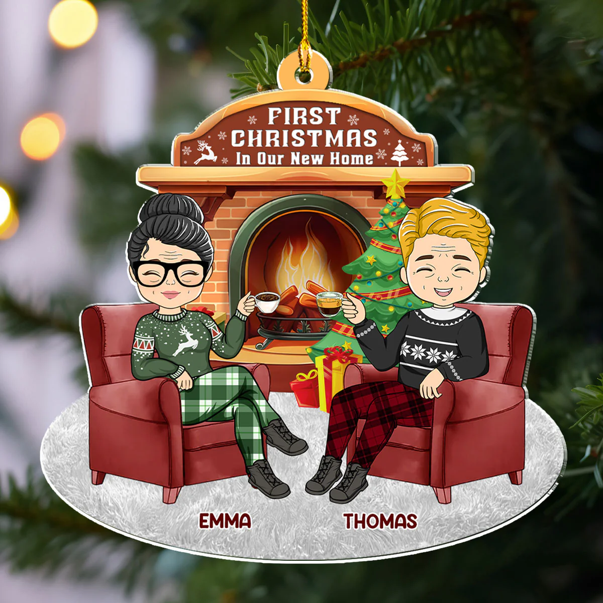 Couple Christmas Together - Personalized Custom Acrylic Ornament - Image 3