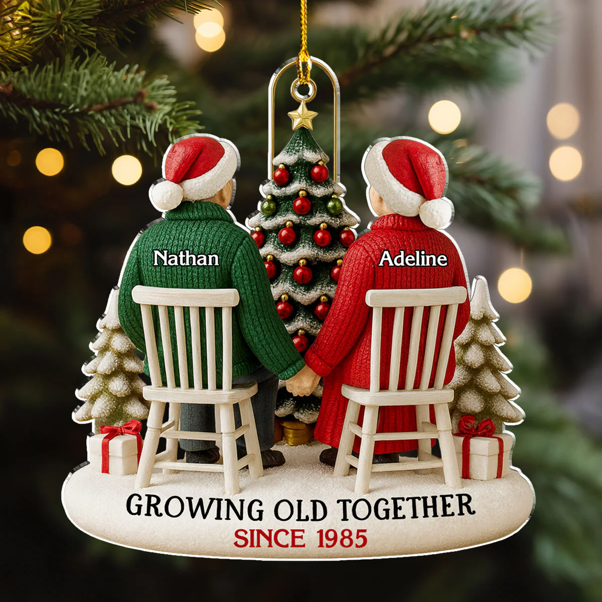 Couple Growing Old Together - Personalized Custom Acrylic Ornament - Image 3