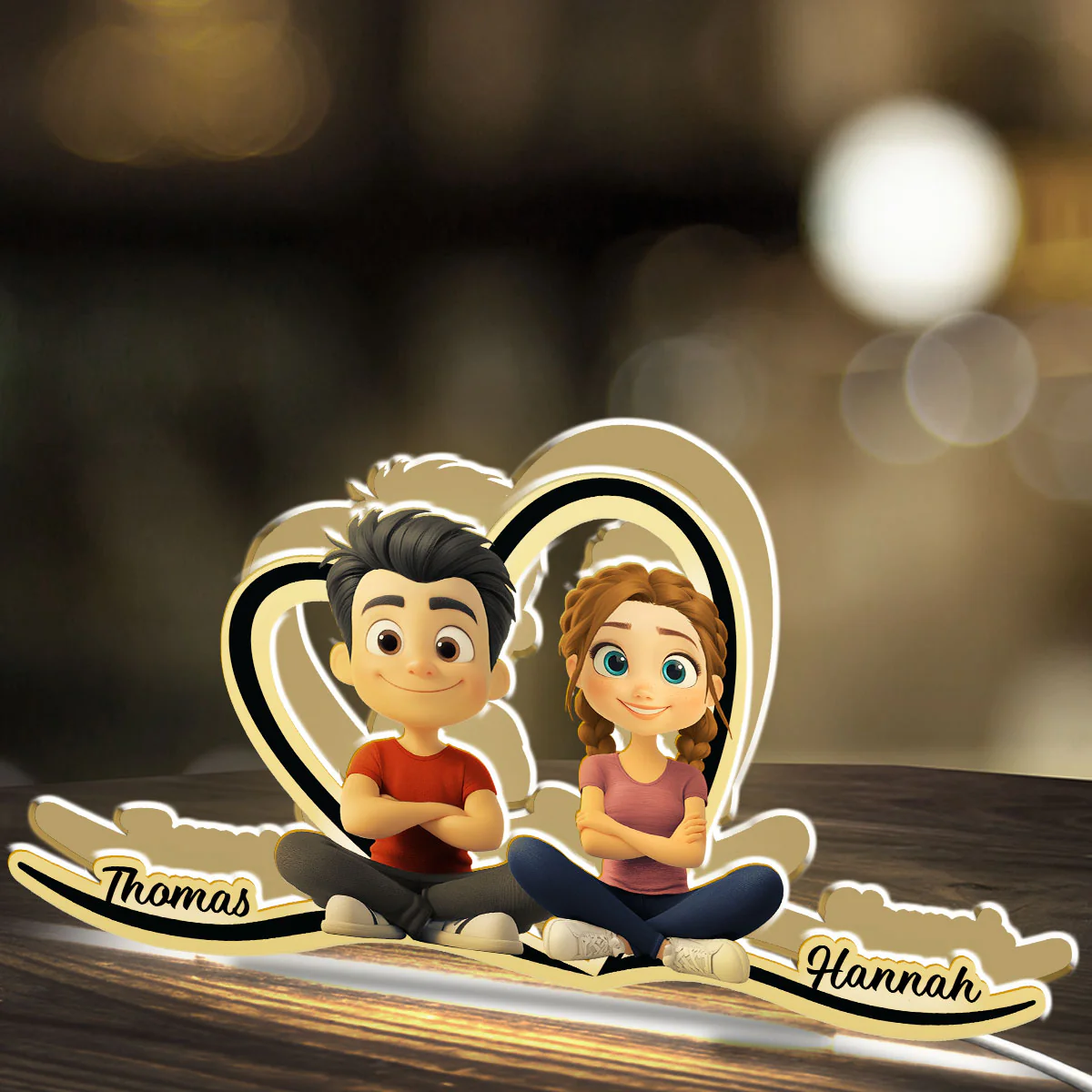 Couple Heart Shape - Personalized Custom Light Box - Image 3