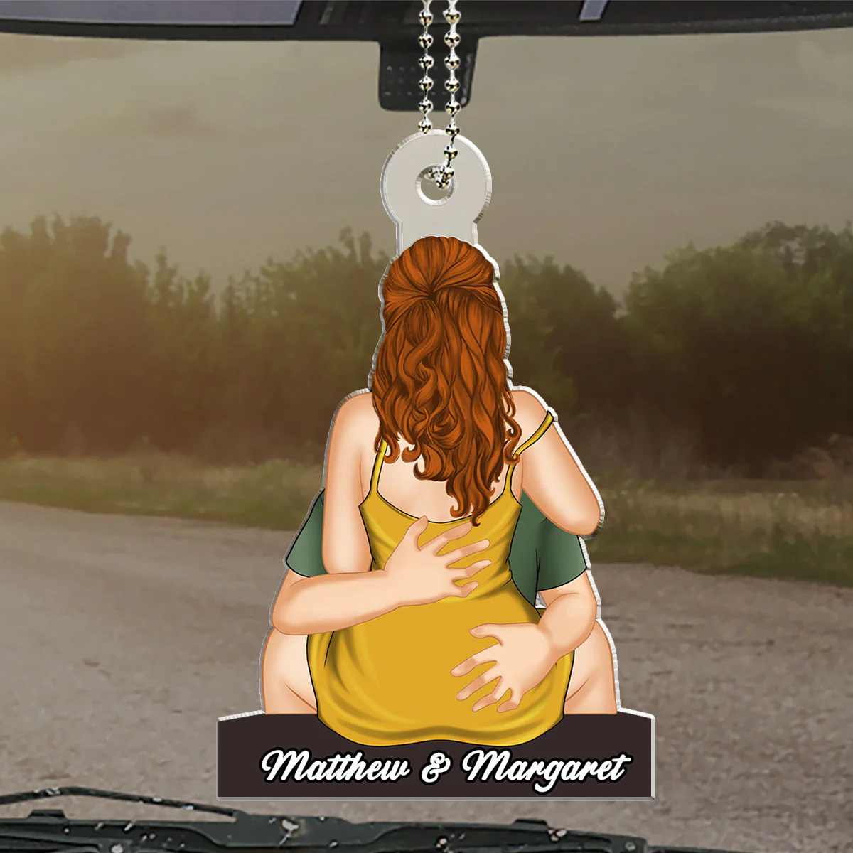 Couple Kissing - Personalized Custom Car Ornament - Image 3