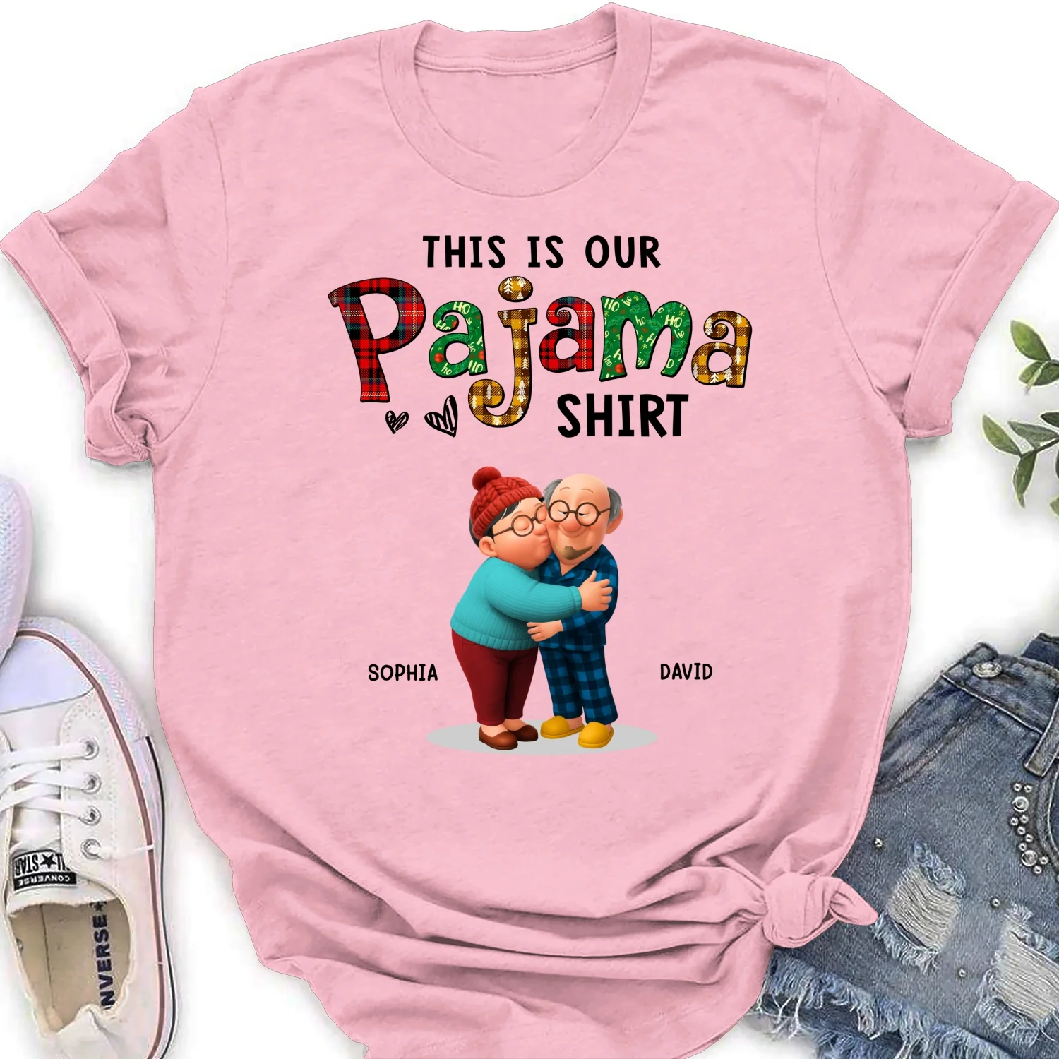 Couple Pajama Christmas Cartoon - Personalized Custom Shirt - Image 21