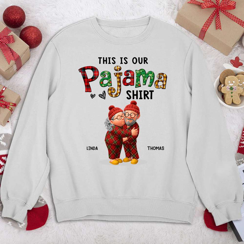 Couple Pajama Christmas Cartoon - Personalized Custom Shirt - Image 7