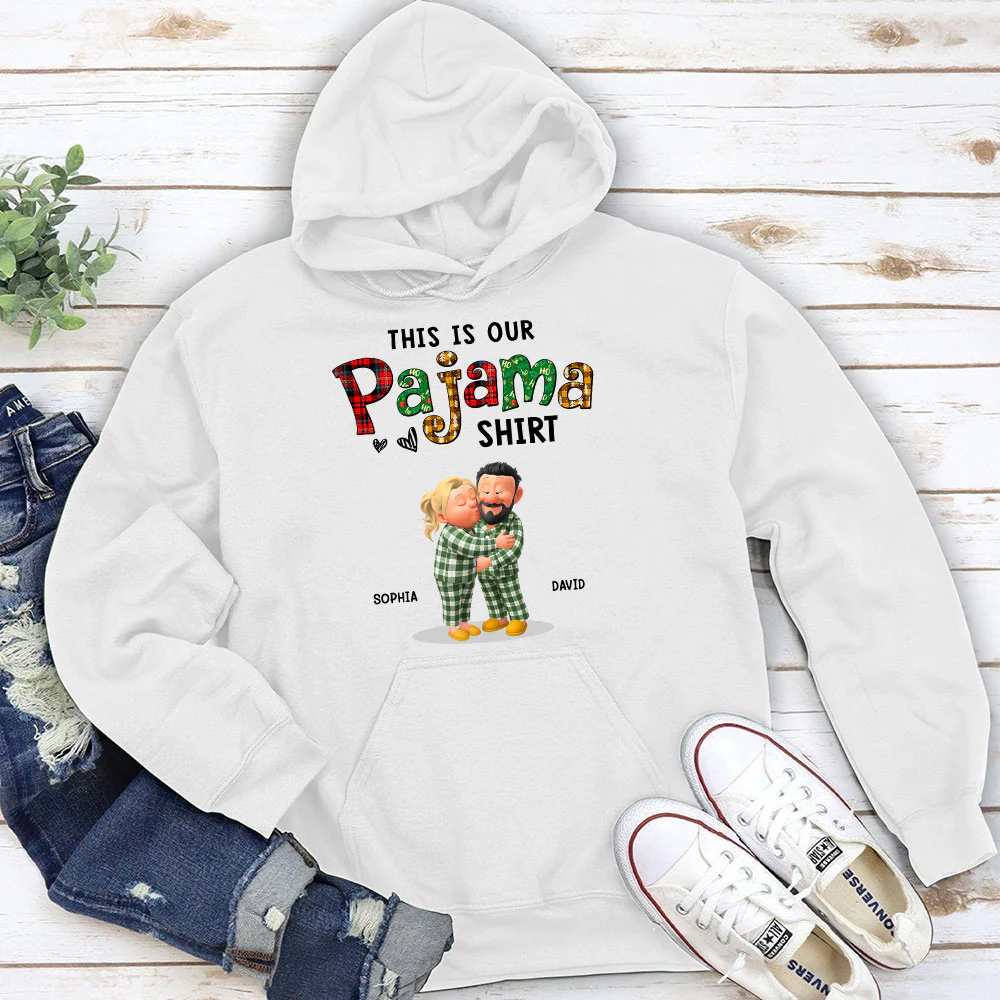 Couple Pajama Christmas Cartoon - Personalized Custom Shirt - Image 8
