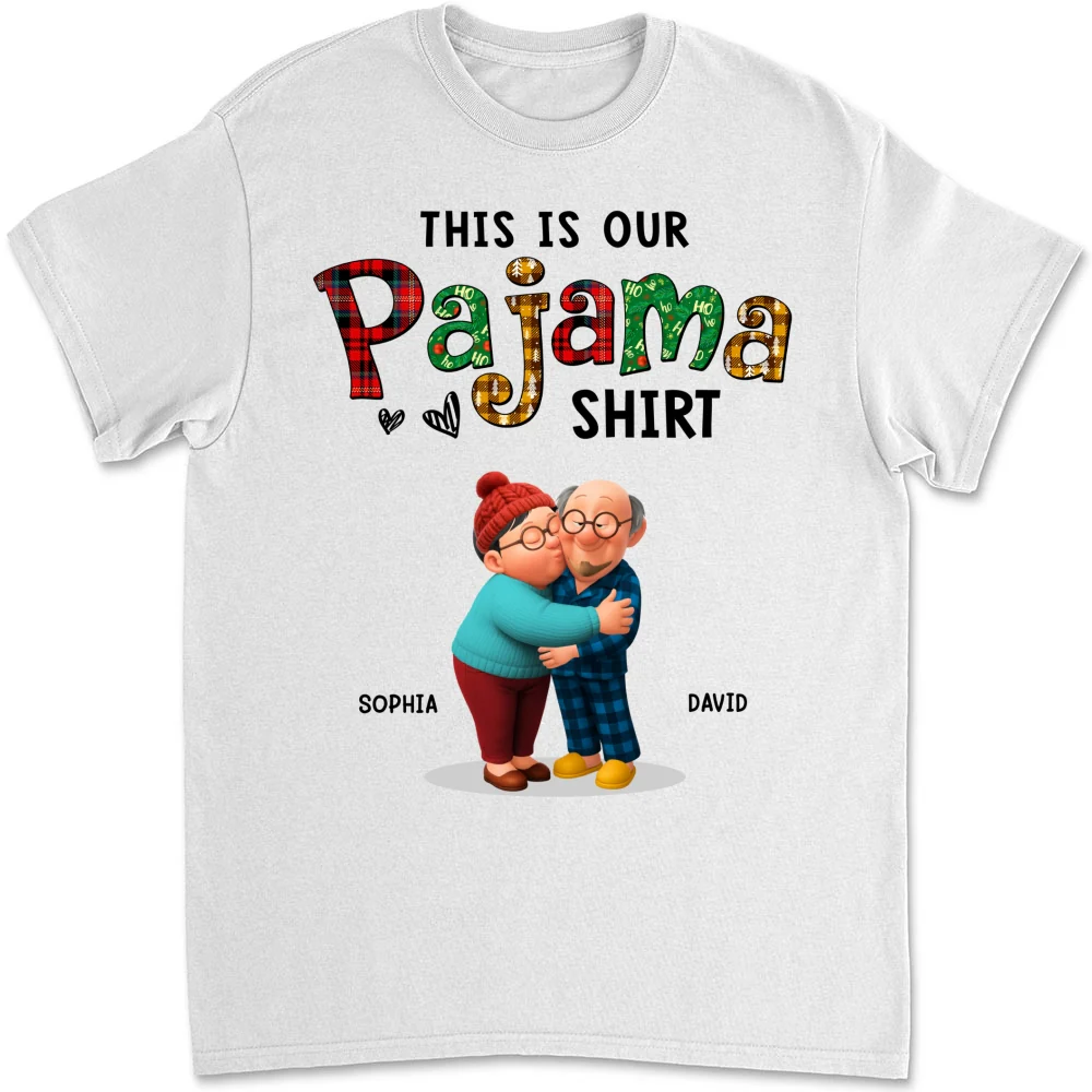 Couple Pajama Christmas Cartoon - Personalized Custom Shirt - Image 9