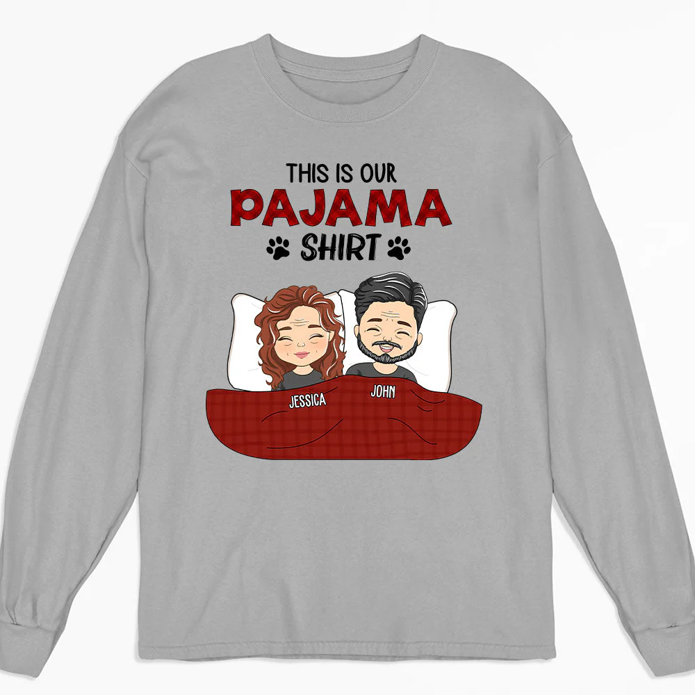 Couple Pajama Shirt - Personalized Custom Long Sleeve T-shirt