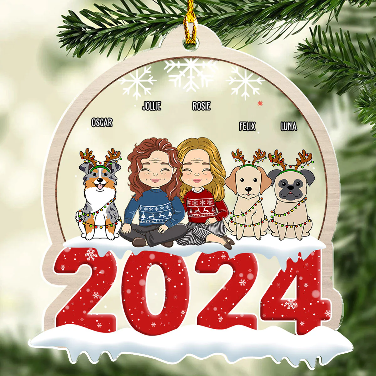Couple Pet Snow Globe - Personalized Custom Acrylic Ornament - Image 2