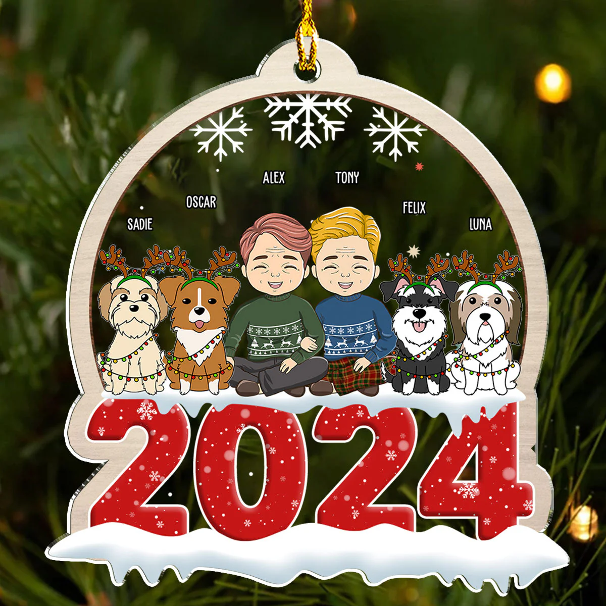 Couple Pet Snow Globe - Personalized Custom Acrylic Ornament - Image 3