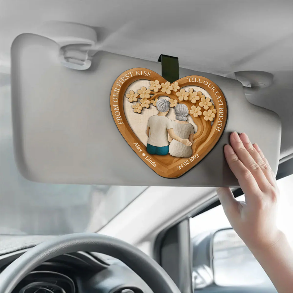 Couple Together Old - Personalized Custom Car Visor Clip - Image 3