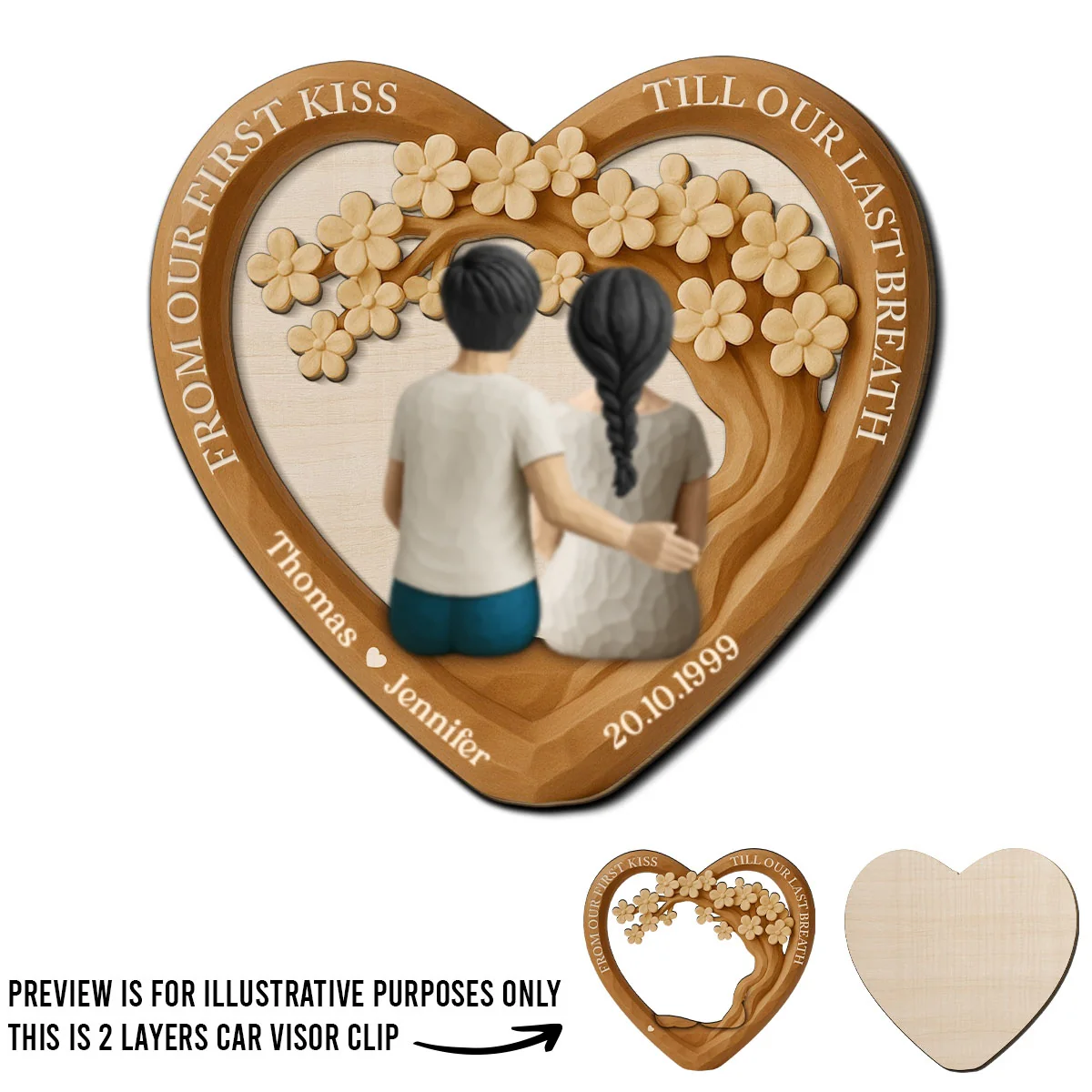 Couple Together Old - Personalized Custom Car Visor Clip - Image 4