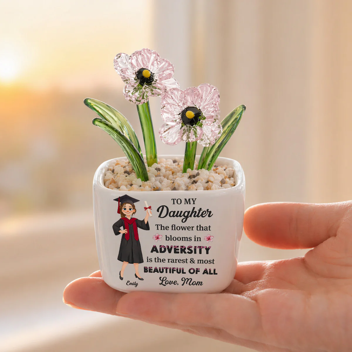 Courage Blooms From Struggle - Personalized Custom Glass Birth Month Flower - Image 4