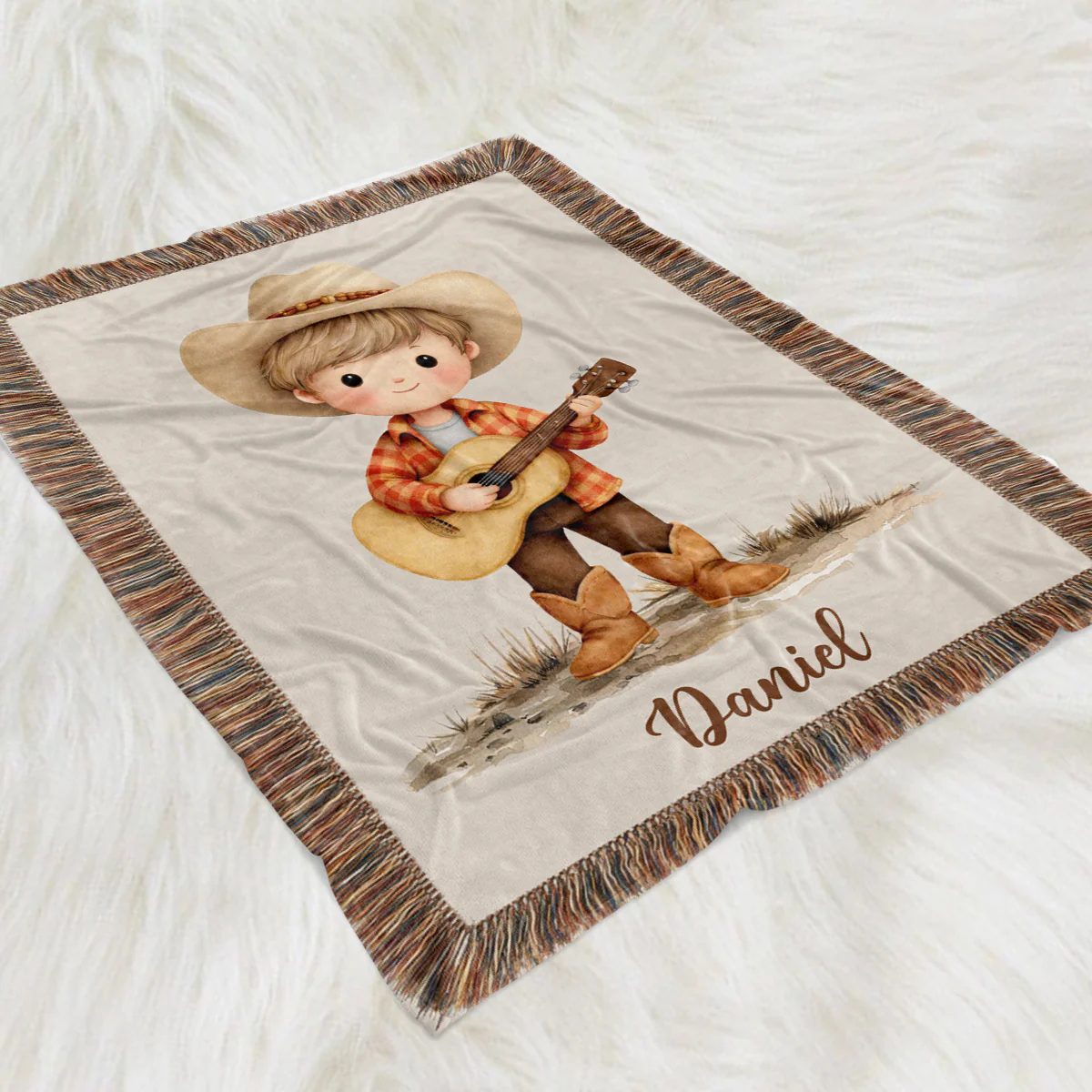 Cowboy Cowgirl - Personalized Custom Fleece Blanket - Image 3