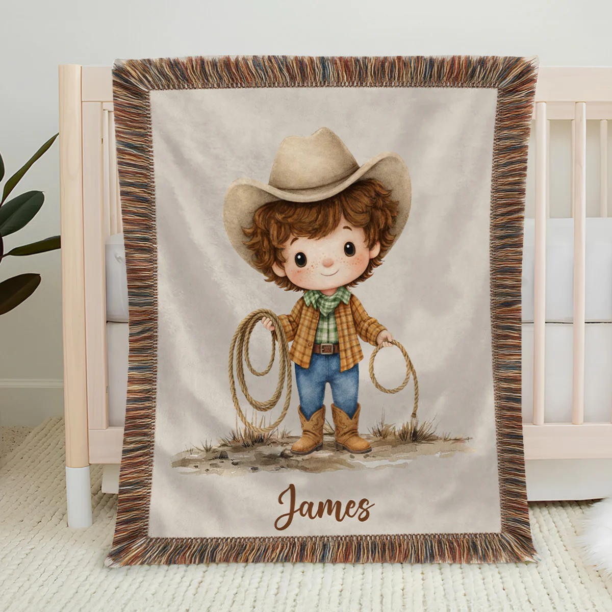 Cowboy Cowgirl - Personalized Custom Fleece Blanket - Image 4