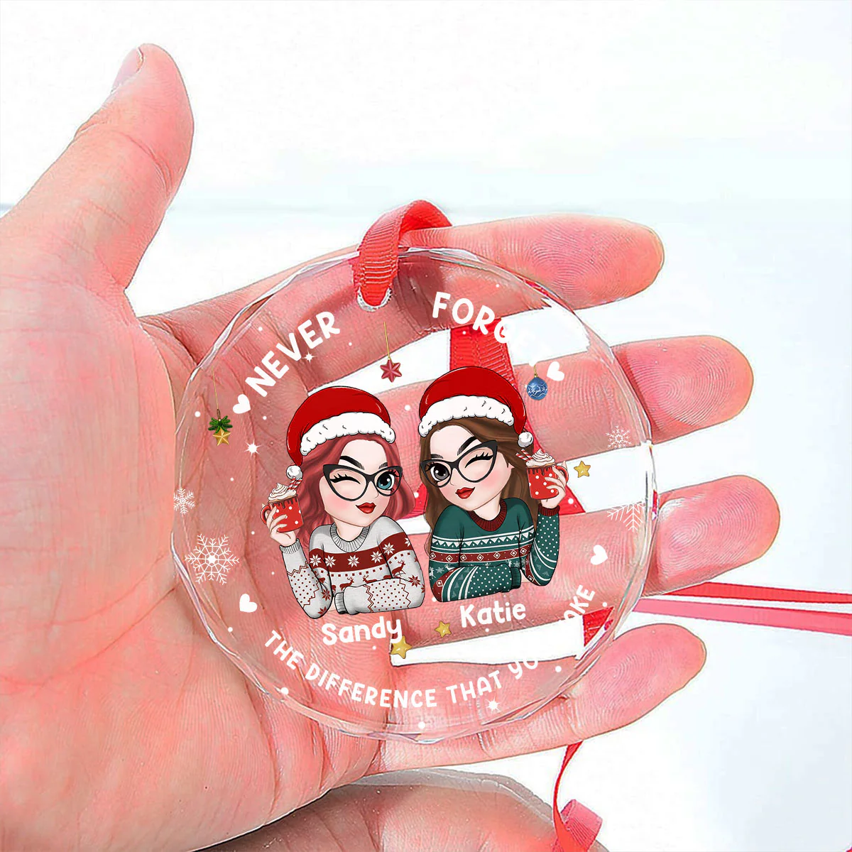 Coworker Forever - Personalized Custom Glass Ornament - Image 4